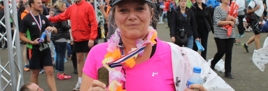 Lachend over de marathonfinish